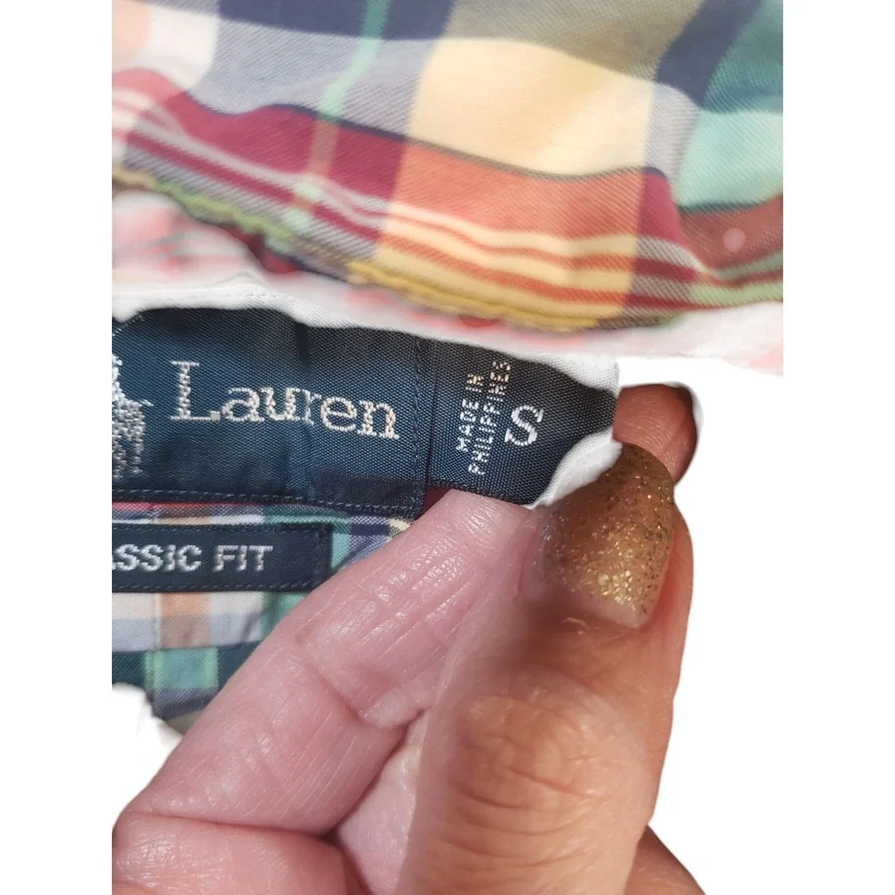 Ralph Lauren Button Up Long Sleeve Shirt Mens Multicolor‎ S Plaid Classic Fit